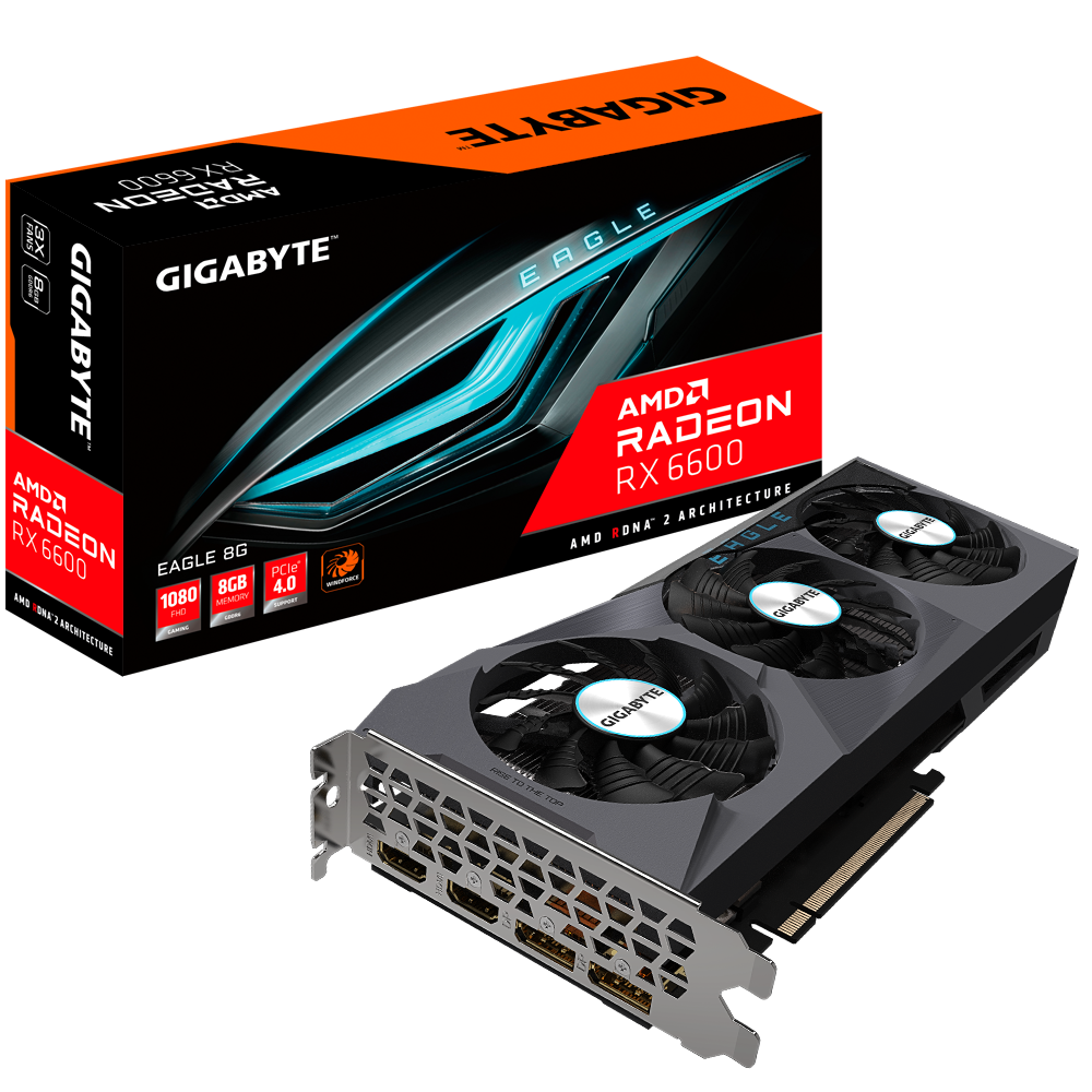 VGA : GIGABYTE AMD RADEON RX 6600 EAGLE 8GB GDDR6 (GV-R66EAGLE-8GD) #3Y