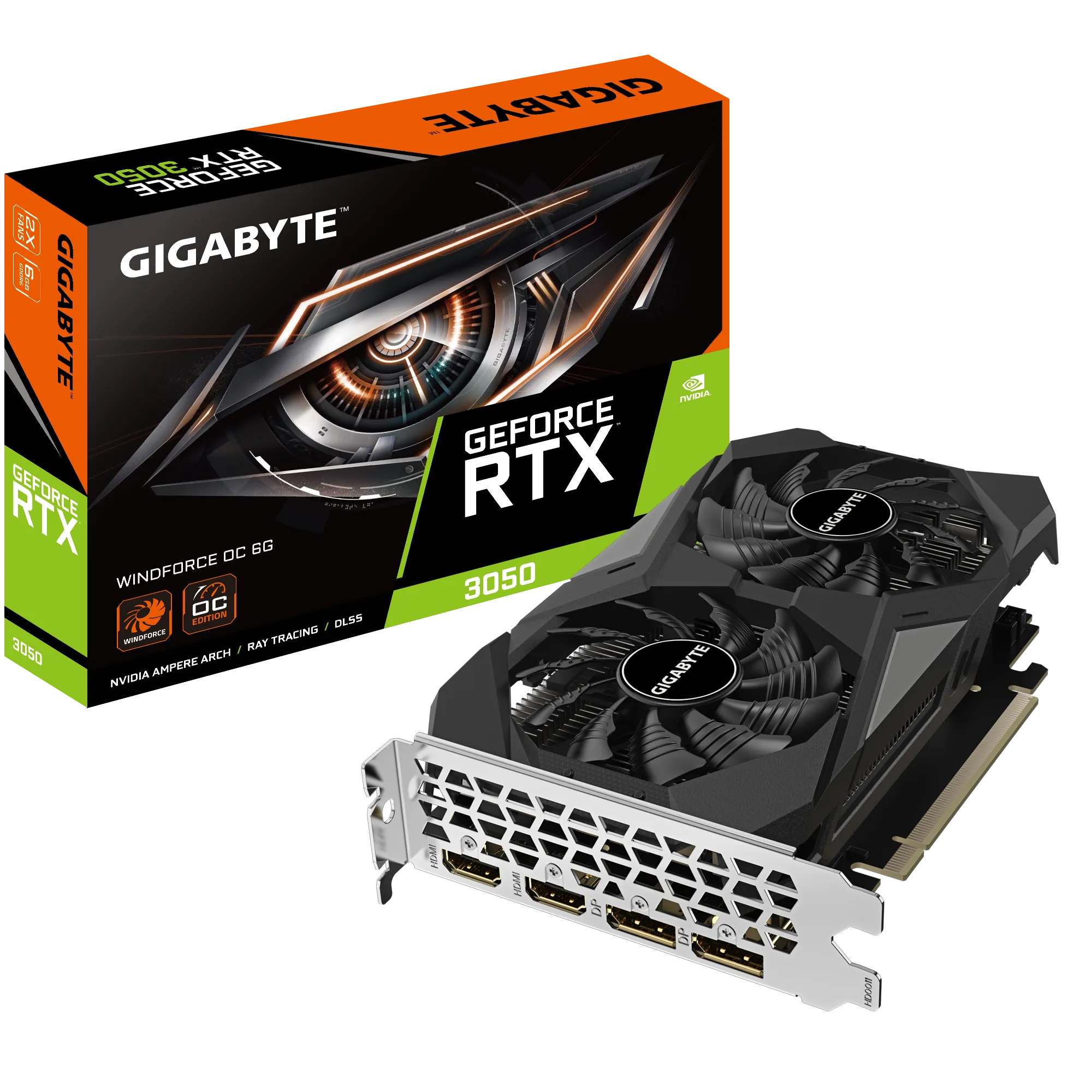 VGA : GIGABYTE GEFORCE RTX3050 WINDFORCE OC 6GB DDR6 (GV-N3050WF2OC-6GD) #3Y