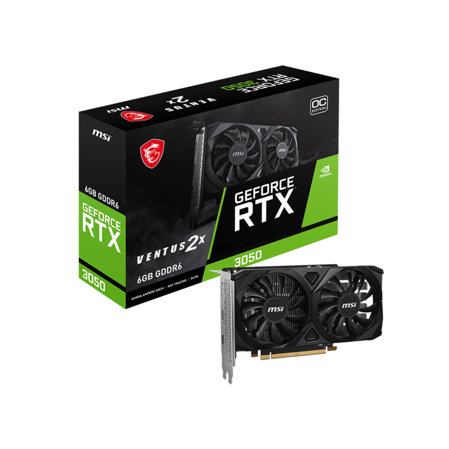 VGA : MSI GEFORCE RTX 3050 VENTUS 2X E 6GB OC GDDR6 #3Y