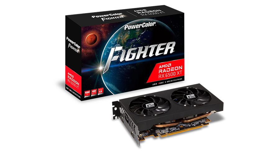 VGA : POWER COLOR FIGHTER 4GB DDR6 (AXRX-6500XT-4GBD6-DH/OC) #3Y