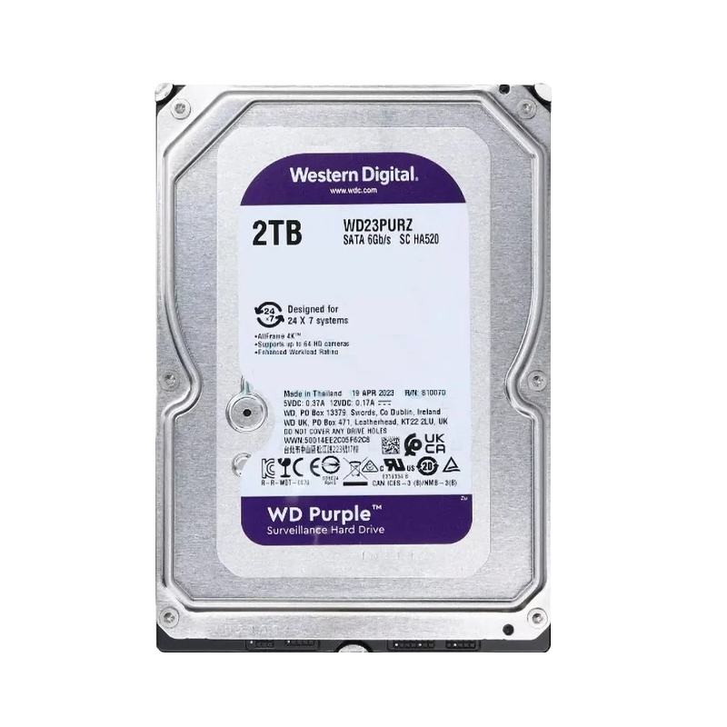 HARDDISK 3.5 : HDD CCTV WD PURPLE 2 TB 5400RPM (WD23PURZ) #3Y