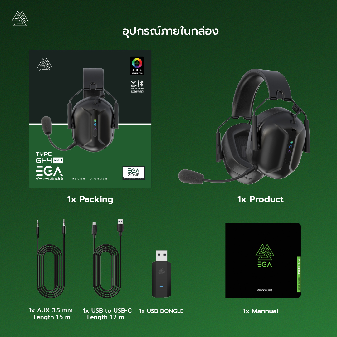 TRI-MODE HEADSET (7.1)  : EGA TYPE GH4 PRO (BLACK) #2Y