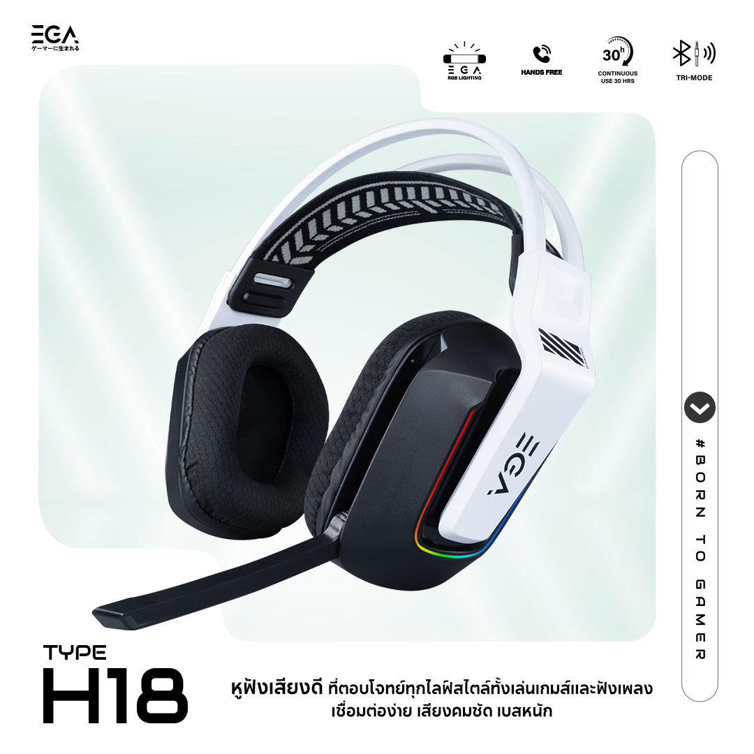 TRI-MODE HEADSET : EGA TYPE H18 RGB (WHITE) #2Y