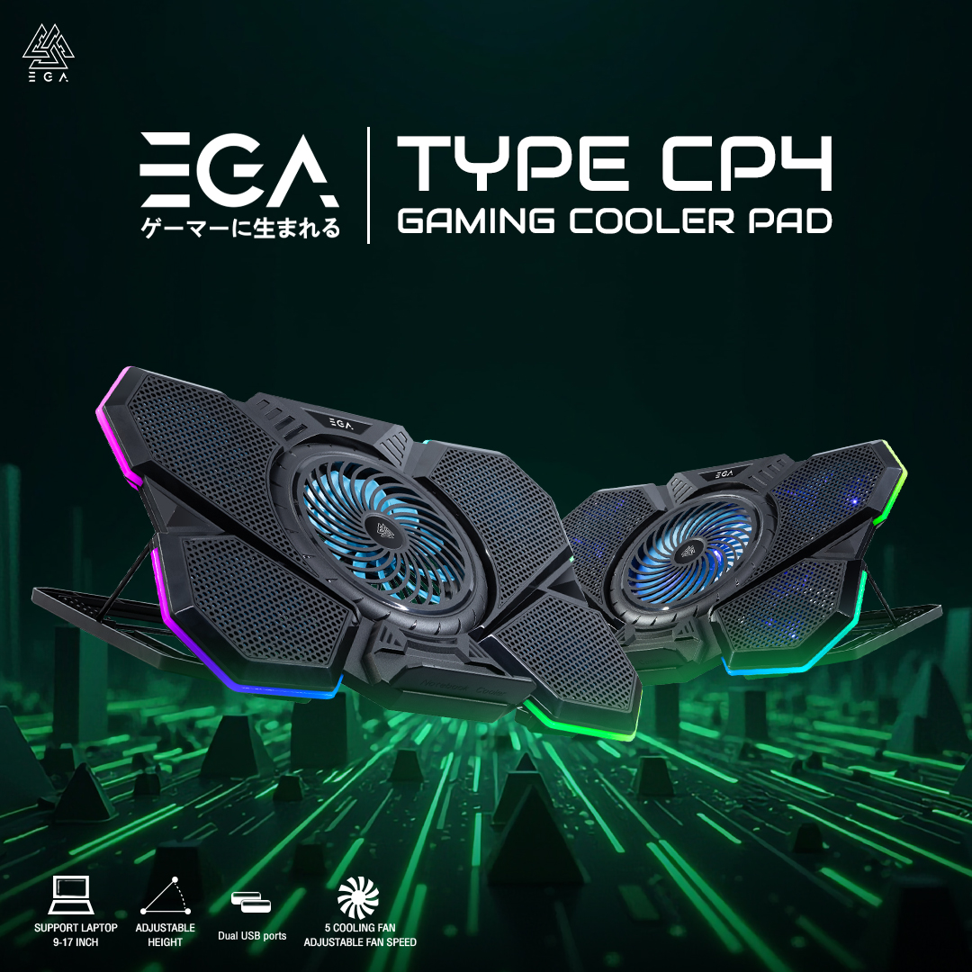 LAPTOP STAND 9-17" : EGA TYPE CP4 RGB GAMING COOLER PAD (BLACK) #2Y