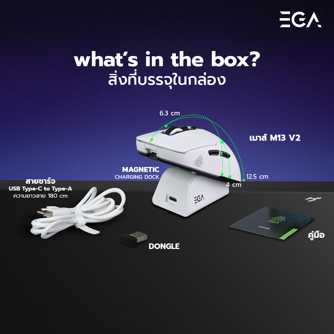 MOUSE TRI MODE : EGA TYPE M13 V2 WITH CHARGING STATION (BLACK) #2Y