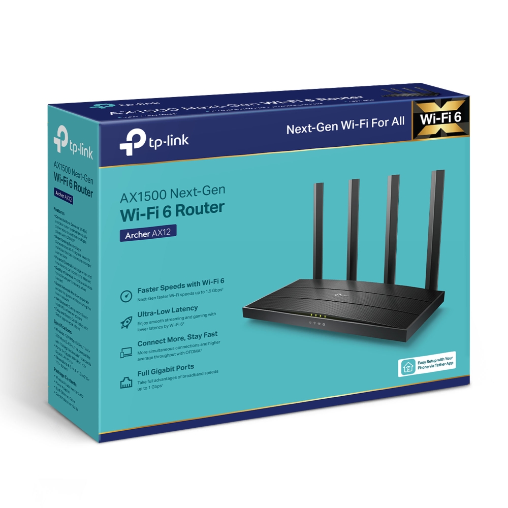 ROUTER : TP-LINK ARCHER AX12 AX1500 Wi-Fi 6 ROUTER #LT