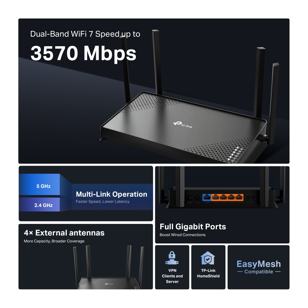 ROUTER : TP-LINK ARCHER BE220 DUAL BAND BE3600 WIFI 7 #LT