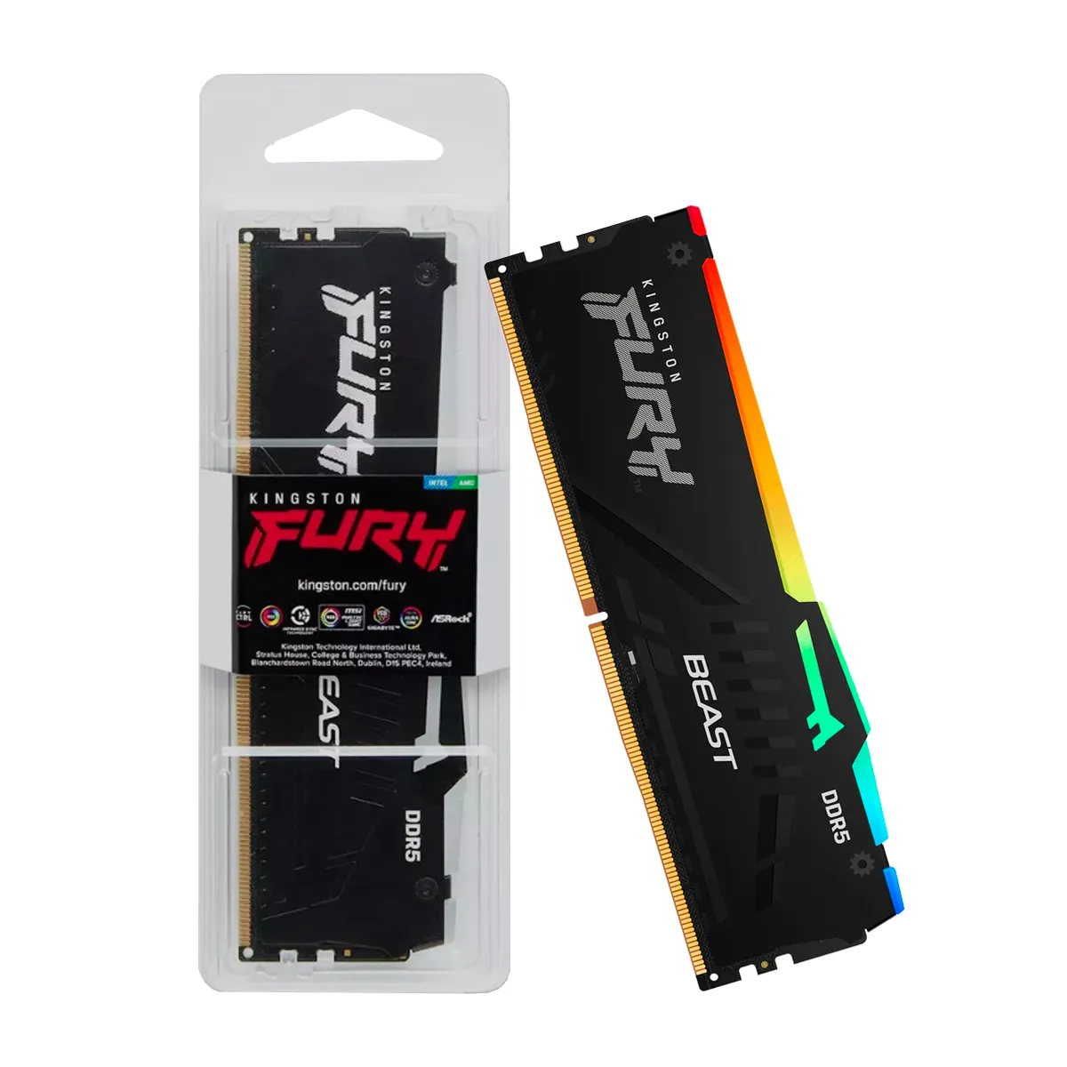 RAM PC : DDR5(5600) 16GB KINGSTON FURY BEAST RGB BLACK XMP (KF556C40BBA-16) #LT
