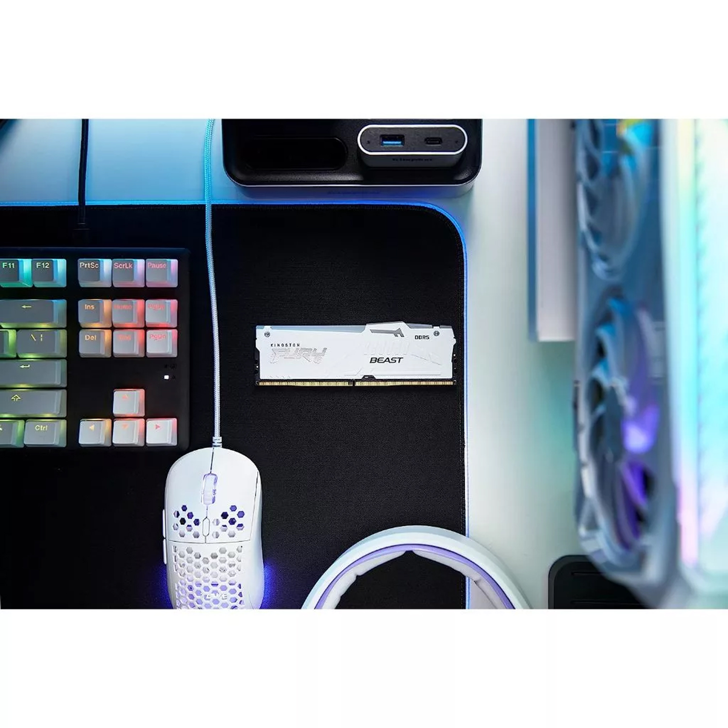 RAM PC : DDR5(5200) 16GB KINGSTON FURY BEAST RGB WHITE XMP (KF552C40BWA-16) #LT